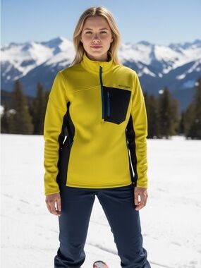 Spyder Men's Yellow Performance Half-Zip with Black Panels